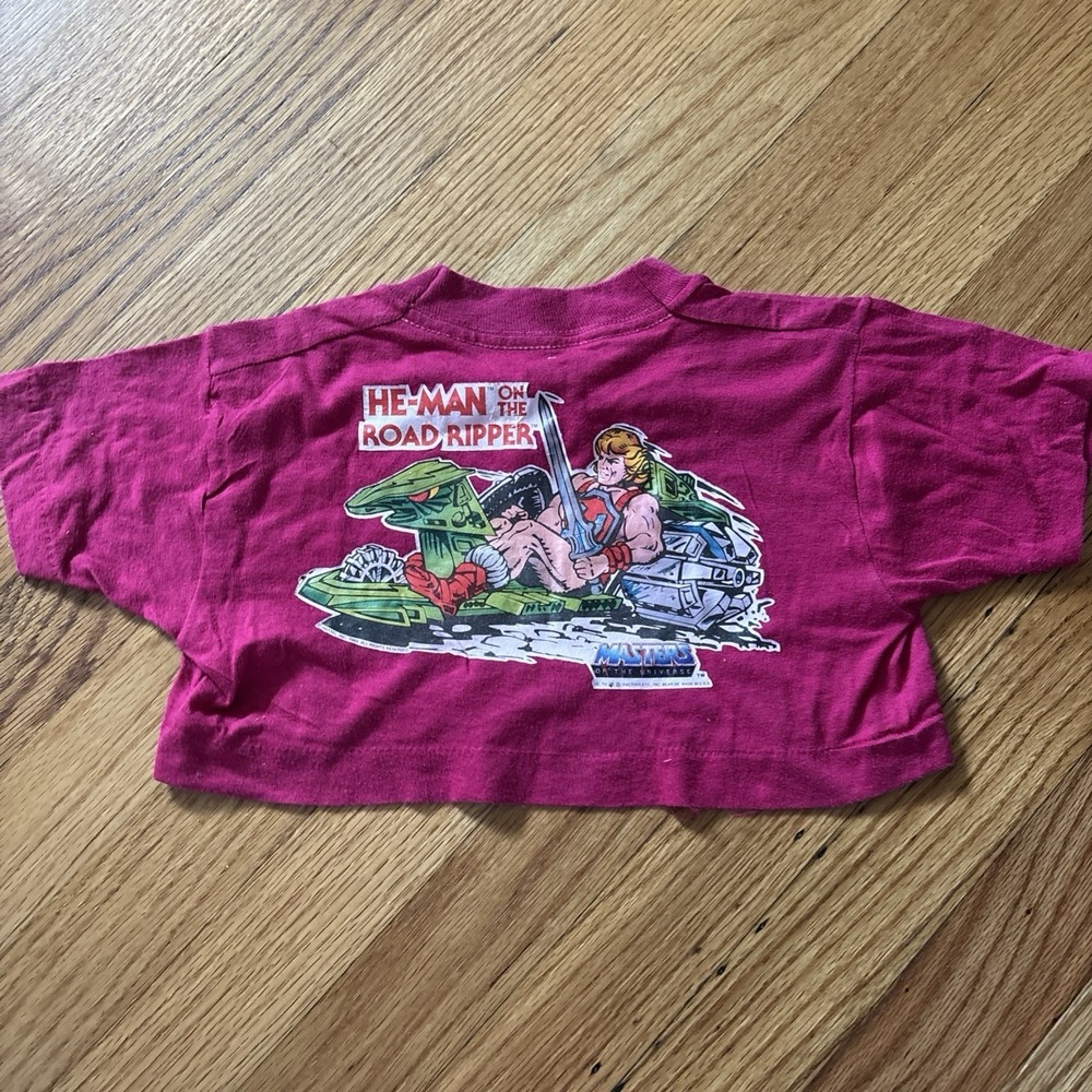 Vtg He-Man Masters Of The Universe Kids Tee 80s 1985 Cropped Top Road Ripper S